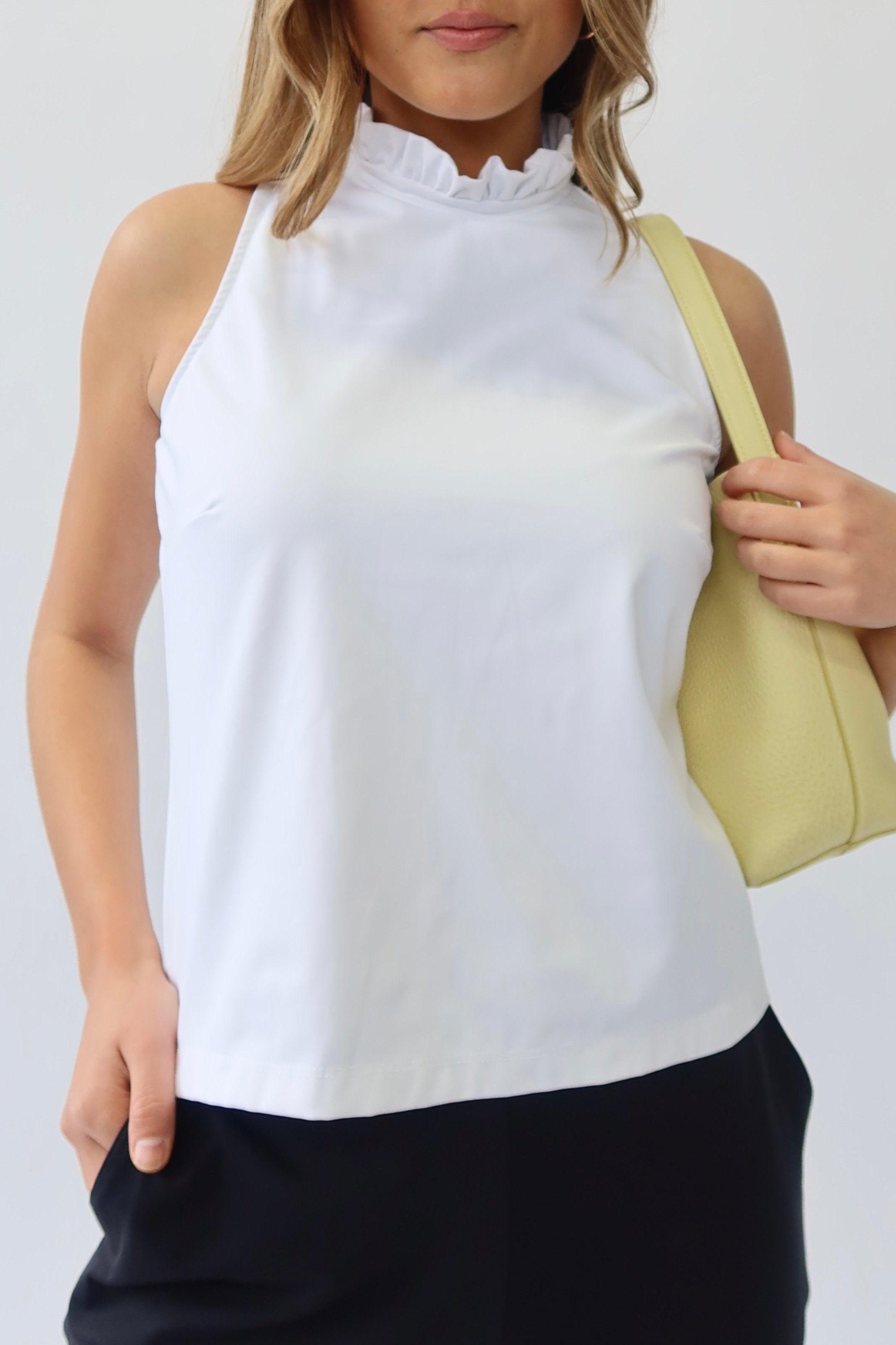 the garde women's ruffle neck tank top for golf and tennis