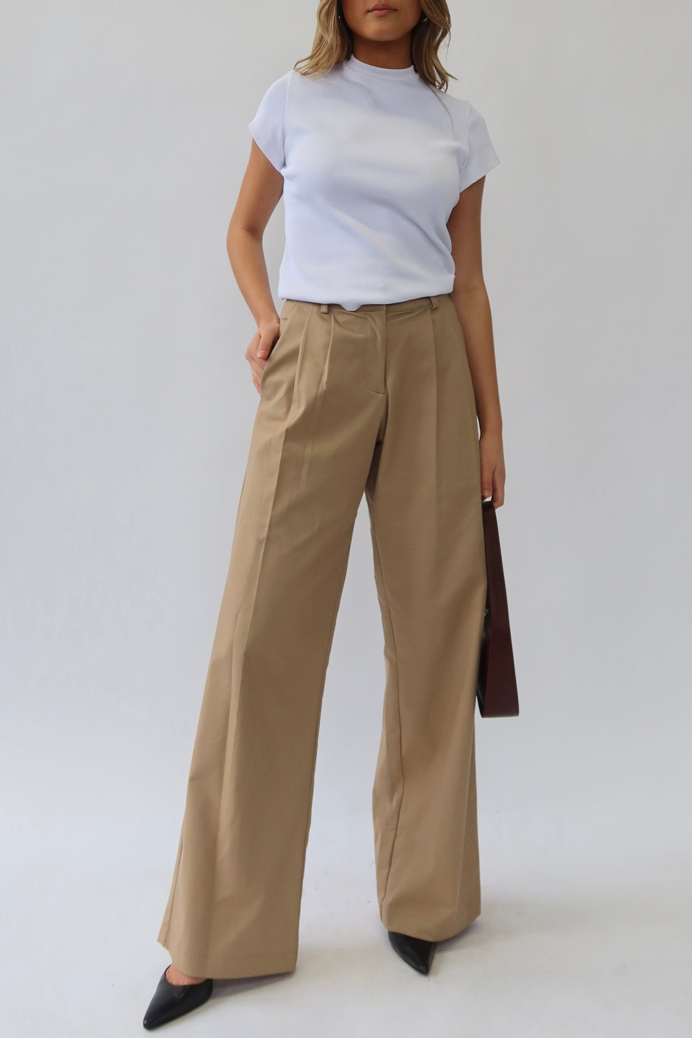 the garde women's khaki wide leg trouser