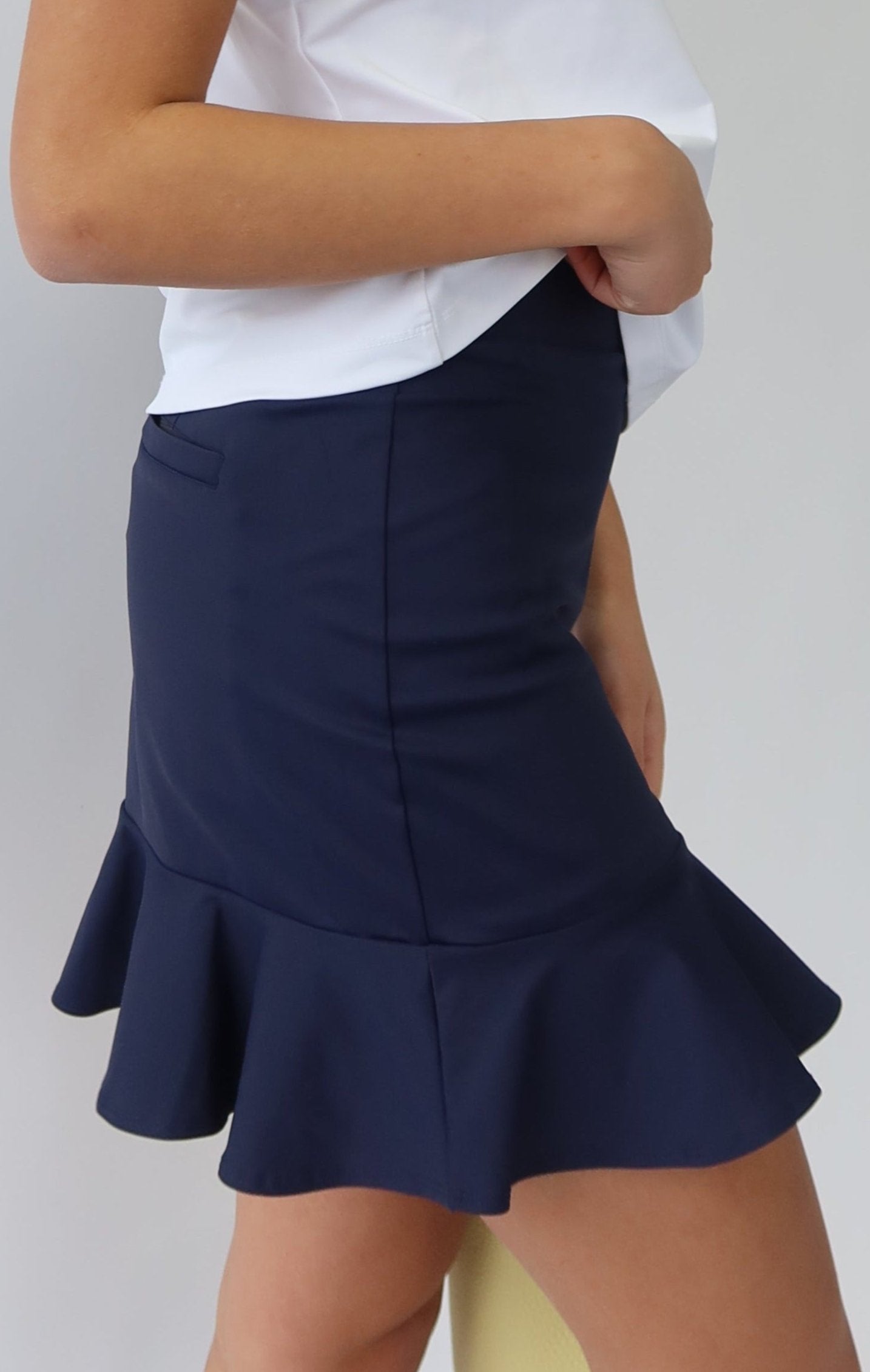 the garde women's ruffle tennis and golf skort in navy with pockets