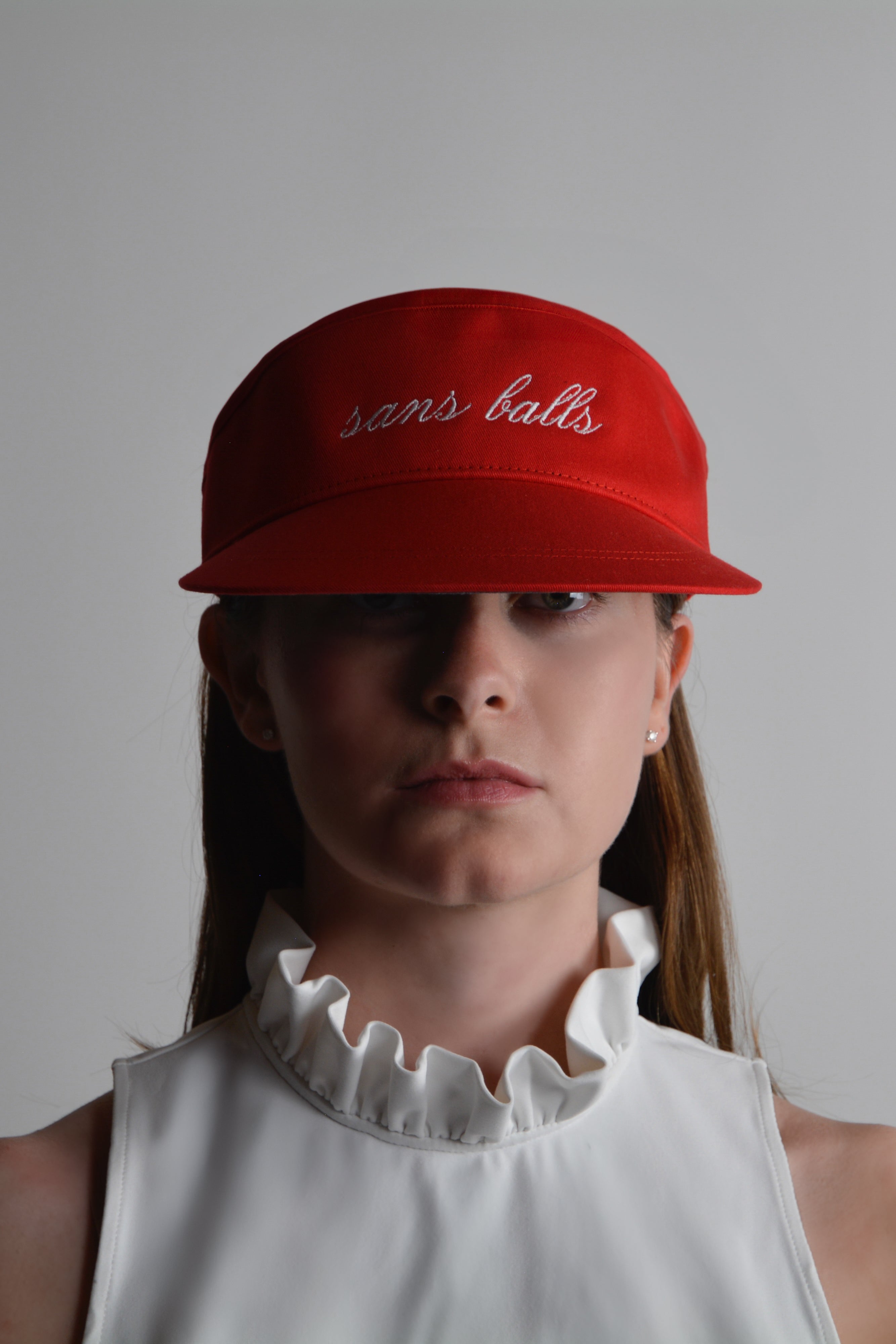 the garde red golf visor